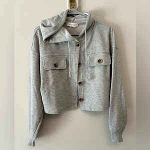 Crop Button up Hooodie